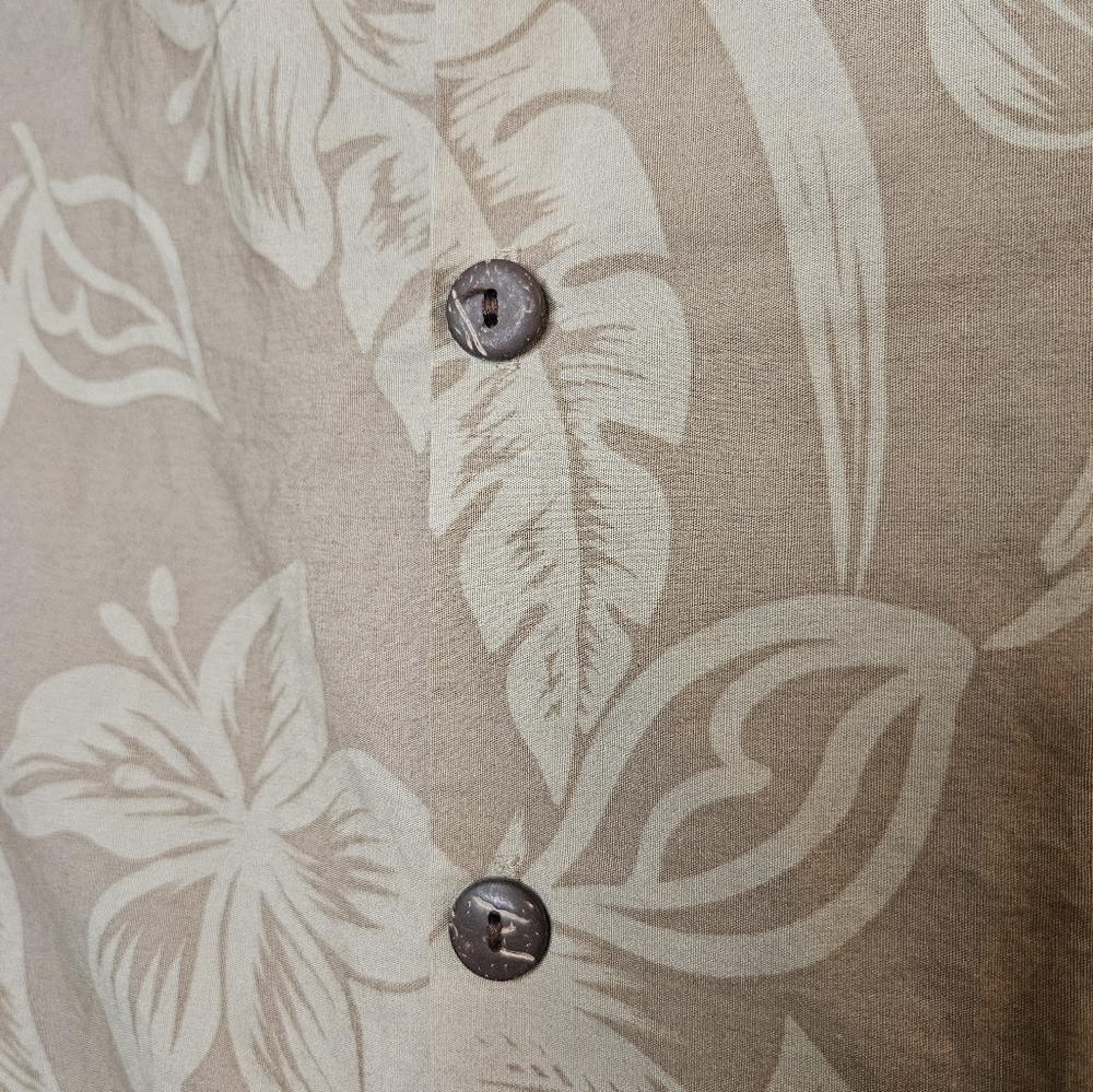 Hilo Hatties Original Hawaiian Shirt Brown Burgundy Palm Trees Sz L - Picture 2 of 6